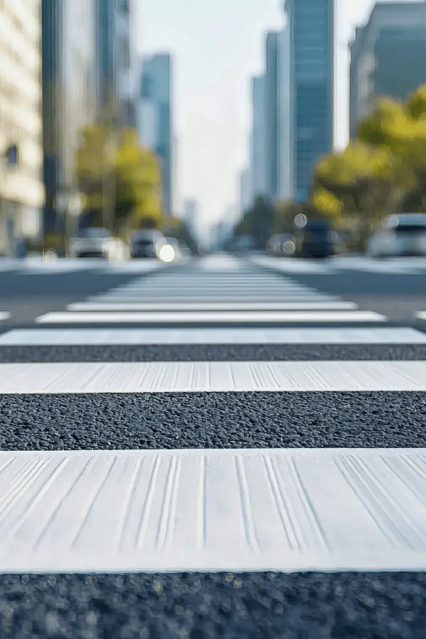 low angle of cross walk in city